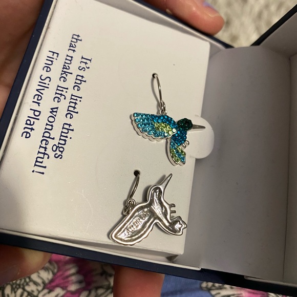 🦅 🐦 Hummingbird silver plated earrings nwt - Picture 5 of 7